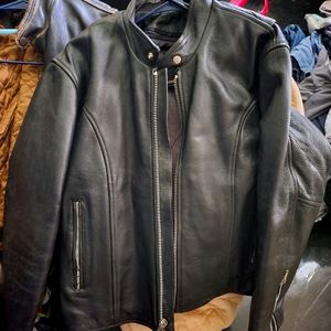 Mens black leather jacket